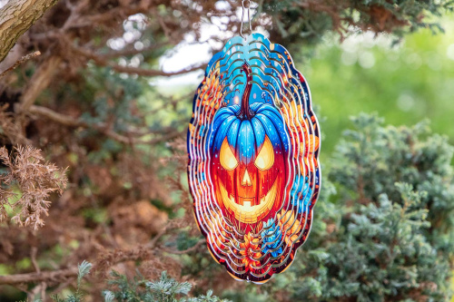  Elegantní 3D větrný spinner s motivem halloweenské dýně. Odolný, otočný závěs pro zahradu i interiér. Krásná dekorace a skvělý tip na originální dárek (7)