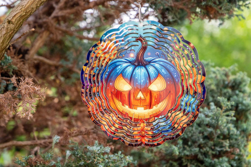  Elegantní 3D větrný spinner s motivem halloweenské dýně. Odolný, otočný závěs pro zahradu i interiér. Krásná dekorace a skvělý tip na originální dárek (8)