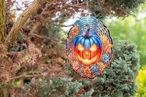  Elegantní 3D větrný spinner s motivem halloweenské dýně. Odolný, otočný závěs pro zahradu i interiér. Krásná dekorace a skvělý tip na originální dárek (9)