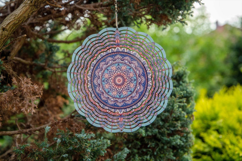  Elegantní 3D větrný spinner s motivem květinové mandaly. Odolný, otočný závěs pro zahradu i interiér. Elegantní dekorace a skvělý tip na originální dárek (5)