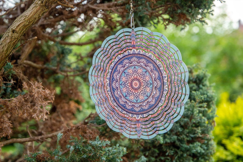  Elegantní 3D větrný spinner s motivem květinové mandaly. Odolný, otočný závěs pro zahradu i interiér. Elegantní dekorace a skvělý tip na originální dárek (7)