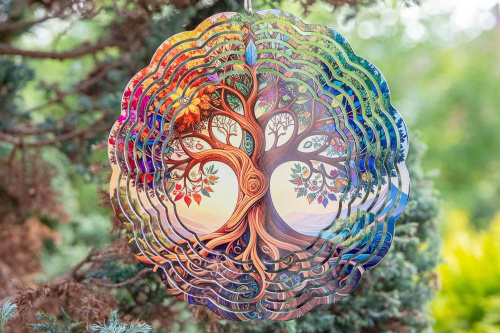  Elegantní 3D větrný spinner s motivem stromu života. Odolný, otočný závěs pro zahradu i interiér. Elegantní dekorace a skvělý tip na originální dárek (5)
