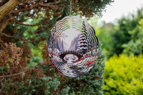  Elegantní 3D větrný spinner s motivem zimního potoka. Odolný, otočný závěs pro zahradu i interiér. Krásná dekorace a skvělý tip na originální dárek (5)