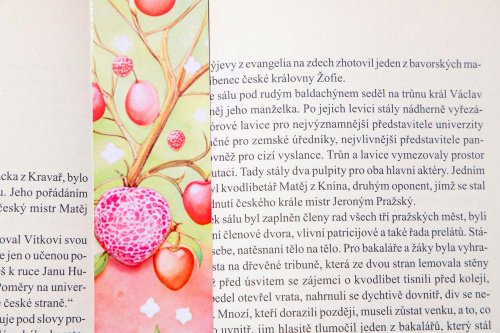  Originální papírová knižní záložka od KudrnkaART. Motiv: barevný motiv na červeno-zeleném podkladu (3)
