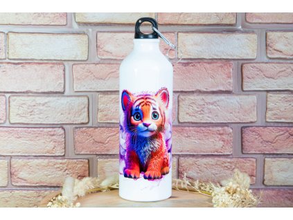 Cestovní hliníková láhev 750 ml s potiskem – tygřík