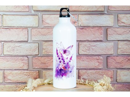 Cestovní hliníková láhev 750 ml s potiskem – levandule