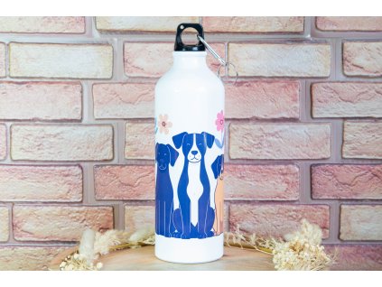 Cestovní hliníková láhev 750 ml s potiskem – pejsci