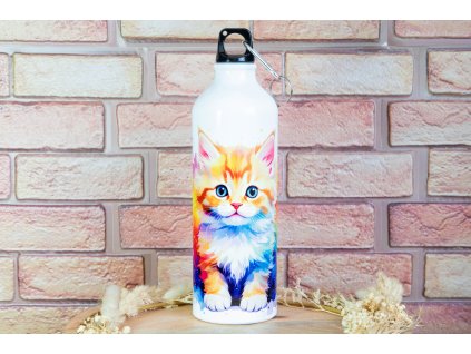 Cestovní hliníková láhev 750 ml s potiskem – kotě