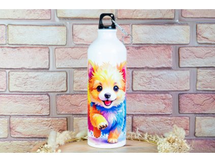 Cestovní hliníková láhev 750 ml s potiskem – štěně