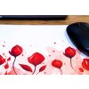 Klasická podložka pod myš v originálním designu KudrnkaART. Motiv: růžové tulipány na bílém podkladu 4