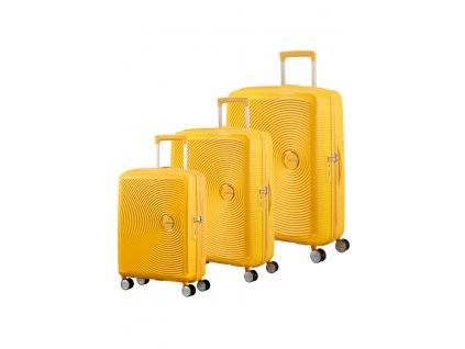 American Tourister Soundbox Sada 3 kufrů 55/67/77cm Žlutý rozšiřitelný