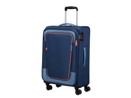 American Tourister Pulsonic 68cm Modrý Combat Navy Spinner Rozšiřitelný