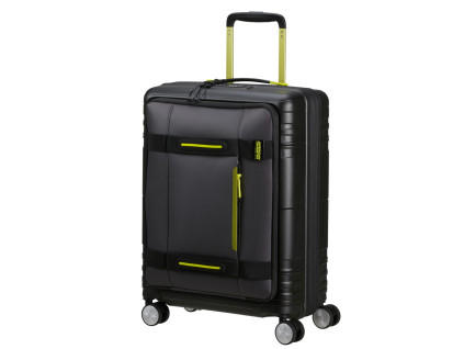 16540 10 american tourister hello cabin spinner 55cm cerny black lime rozsiritelny