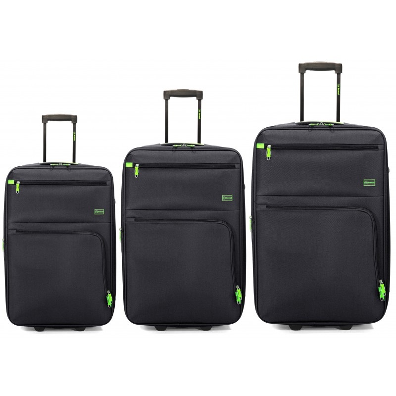 BENZI Sada kufrů BZ 5383 Black/Lime 3-set