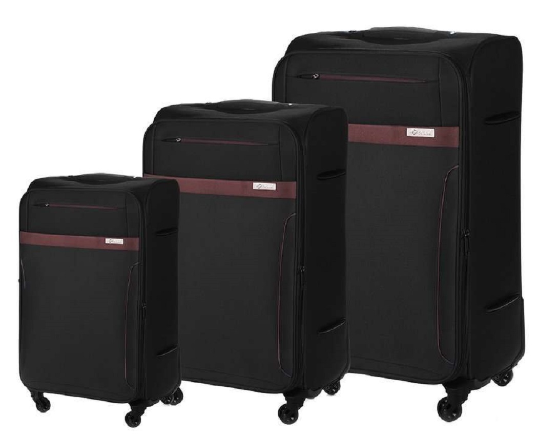 SOLIER Sada kufrů STL 1316 Black/Brown 3-set