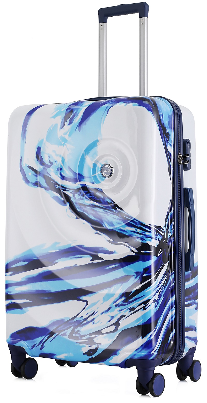 SEMI LINE Velký kufr T5653 White/Blue
