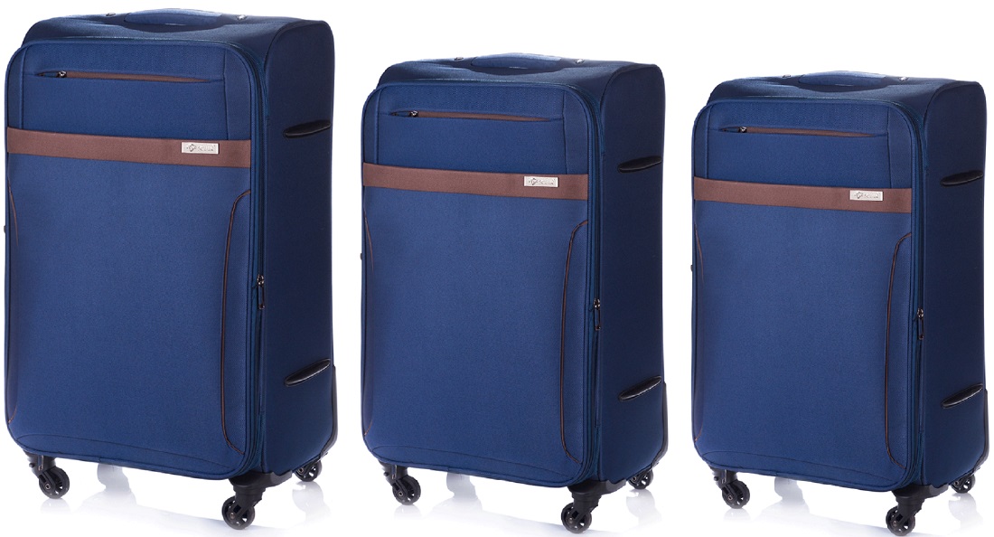 SOLIER Sada kufrů STL 1316 Navy/Brown 3-set