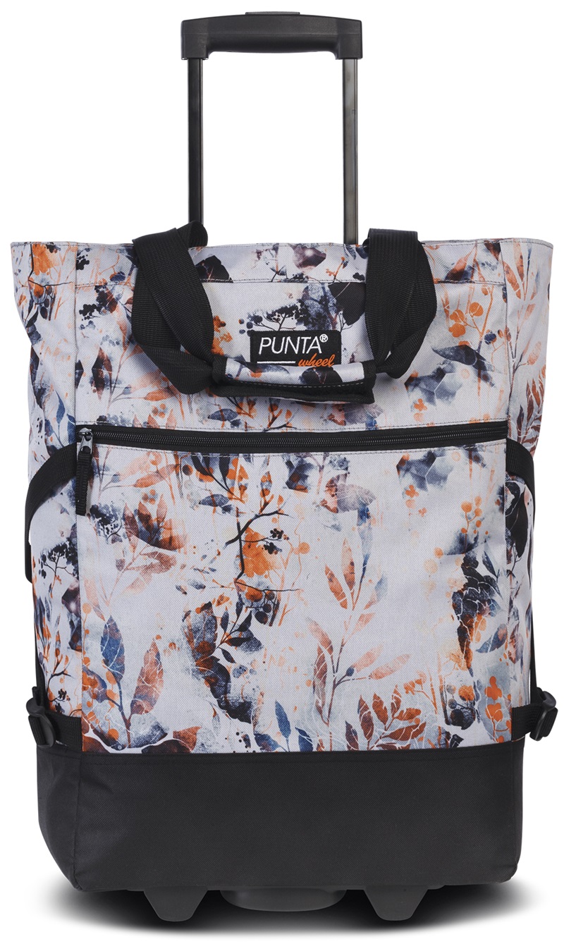 PUNTA Nákupní taška Wheel Print Light Grey/Leaves