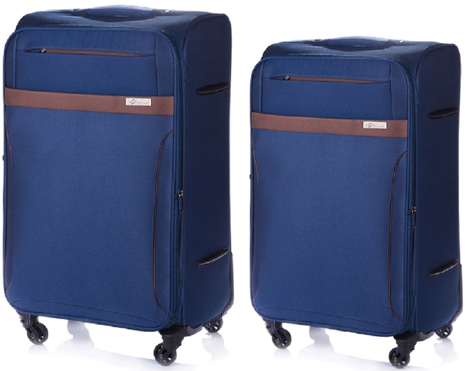 SOLIER Sada kufrů STL 1316 Navy/Brown 2-set M+L
