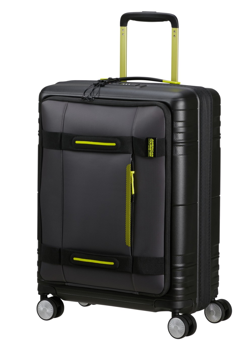 American Tourister Hello Cabin Spinner 55cm Černý Black/lime Rozšiřitelný