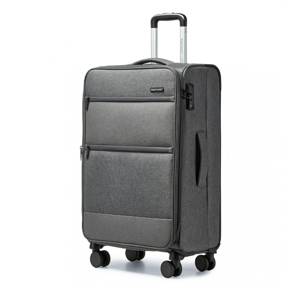 British Traveller 2397 Kufr Spinner 70cm Šedá Polyester