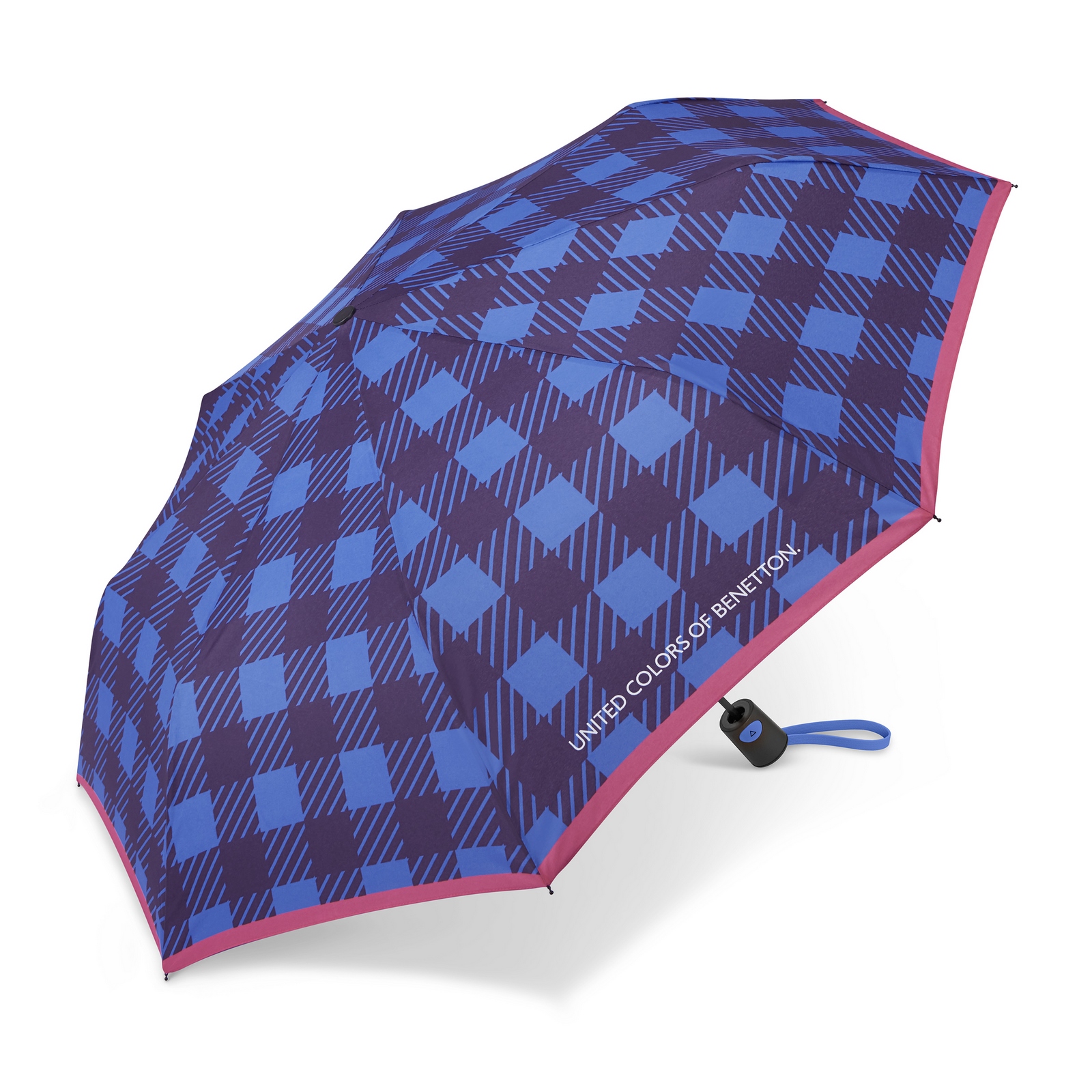 UNITED COLORS OF BENETTON Benetton deštník Skládací automatický Modrý Blue Checks 28cm/95cm