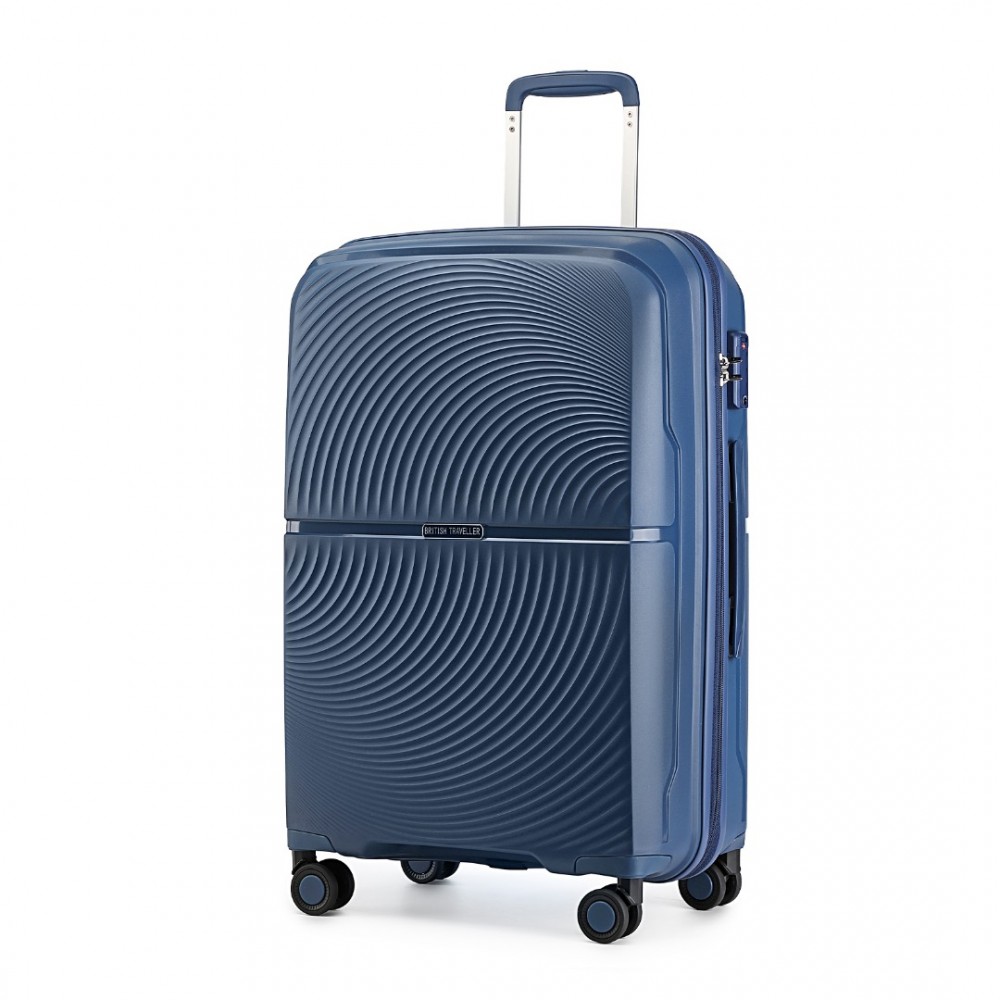 British Traveller K2393L Kufr spinner 67cm Modrý Polypropylen
