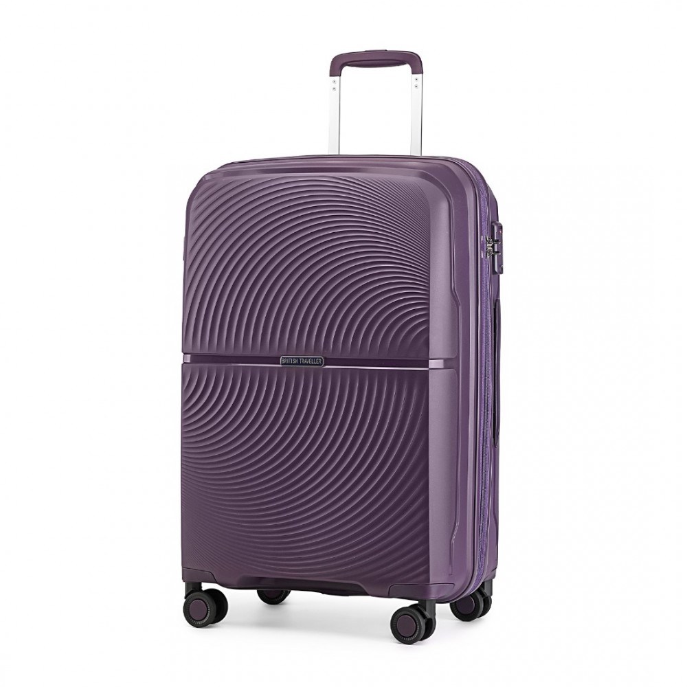 British Traveller K2393L Kufr spinner 67cm Fialový Polypropylen