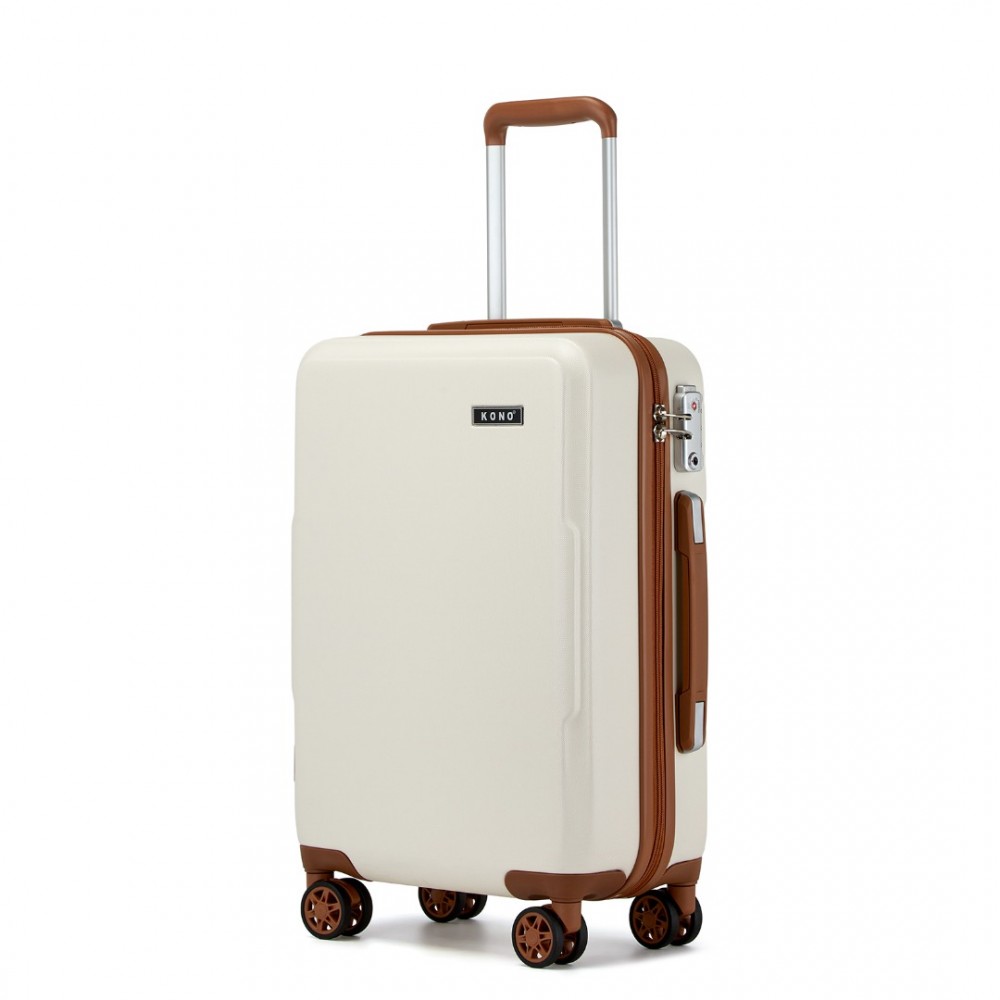 Kono 2494 Kufr spinner 55cm Krémová ABS/Polykarbonát