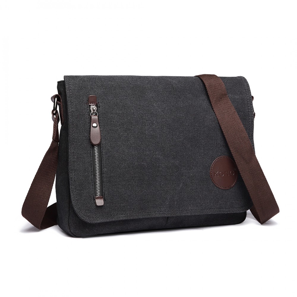 Kono 1824 Plátěná Crossbody taška Černá 35cm