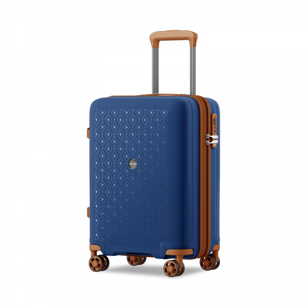 Kono 2594 Kufr spinner 53.5cm Modrá/Hnědá Polypropylen Rozšiřitelný