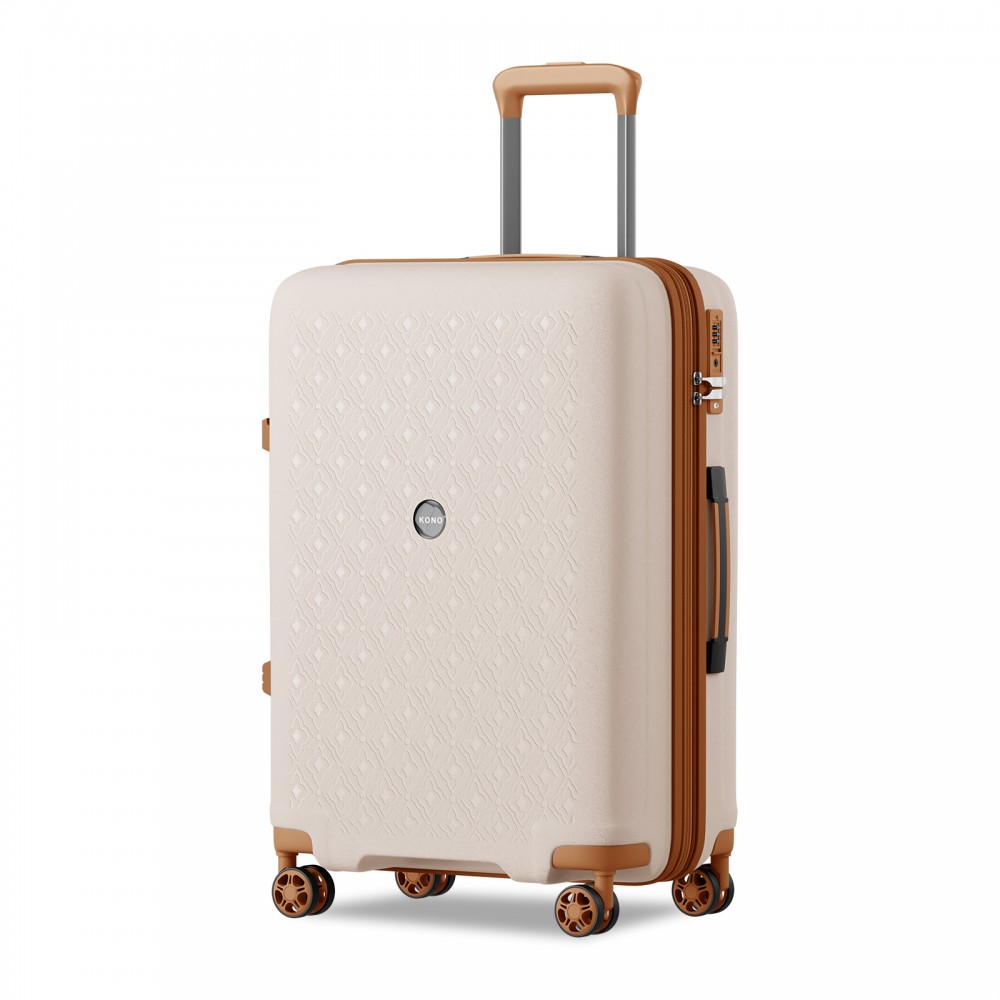 Kono 2594 Kufr spinner 65cm Béžová/Hnědá Polypropylen Rozšiřitelný