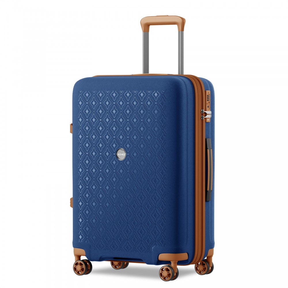 Kono 2594 Kufr spinner 76cm Modrá/Hnědá Polypropylen Rozšiřitelný