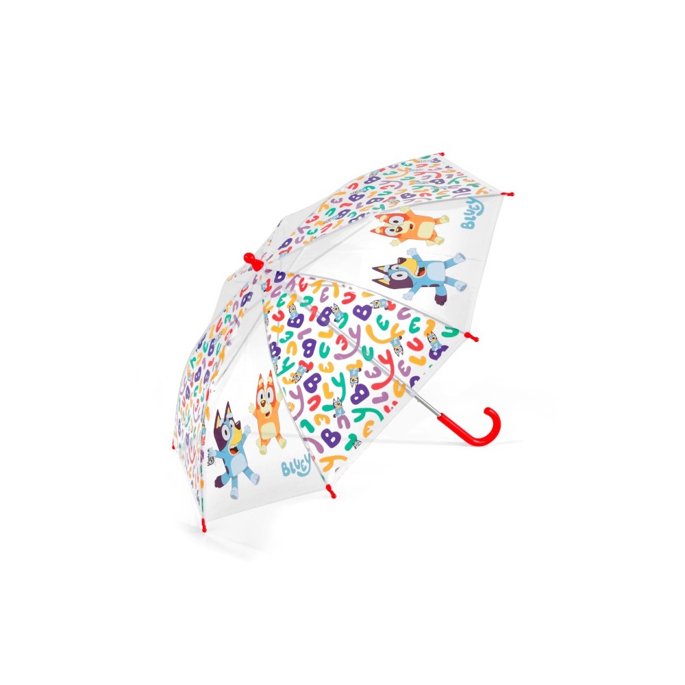 Happy Rain Dětský deštník BLUEY Letters dlouhý mauální POE transparent 57cm/74cm