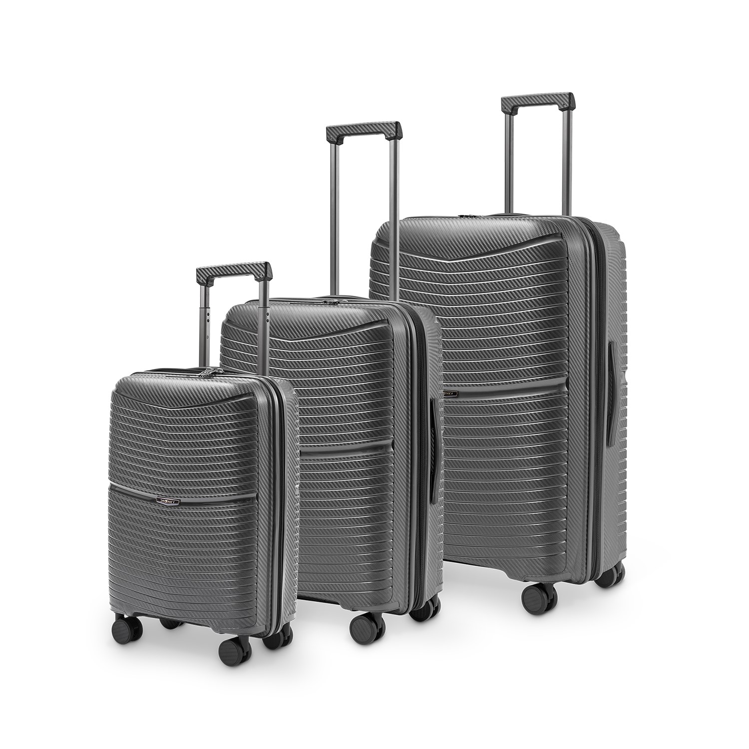 Blumoonky Sada 3 kufry spinner 55cm 66cm 77cm Šedý Polypropylen Rozšiřitelný