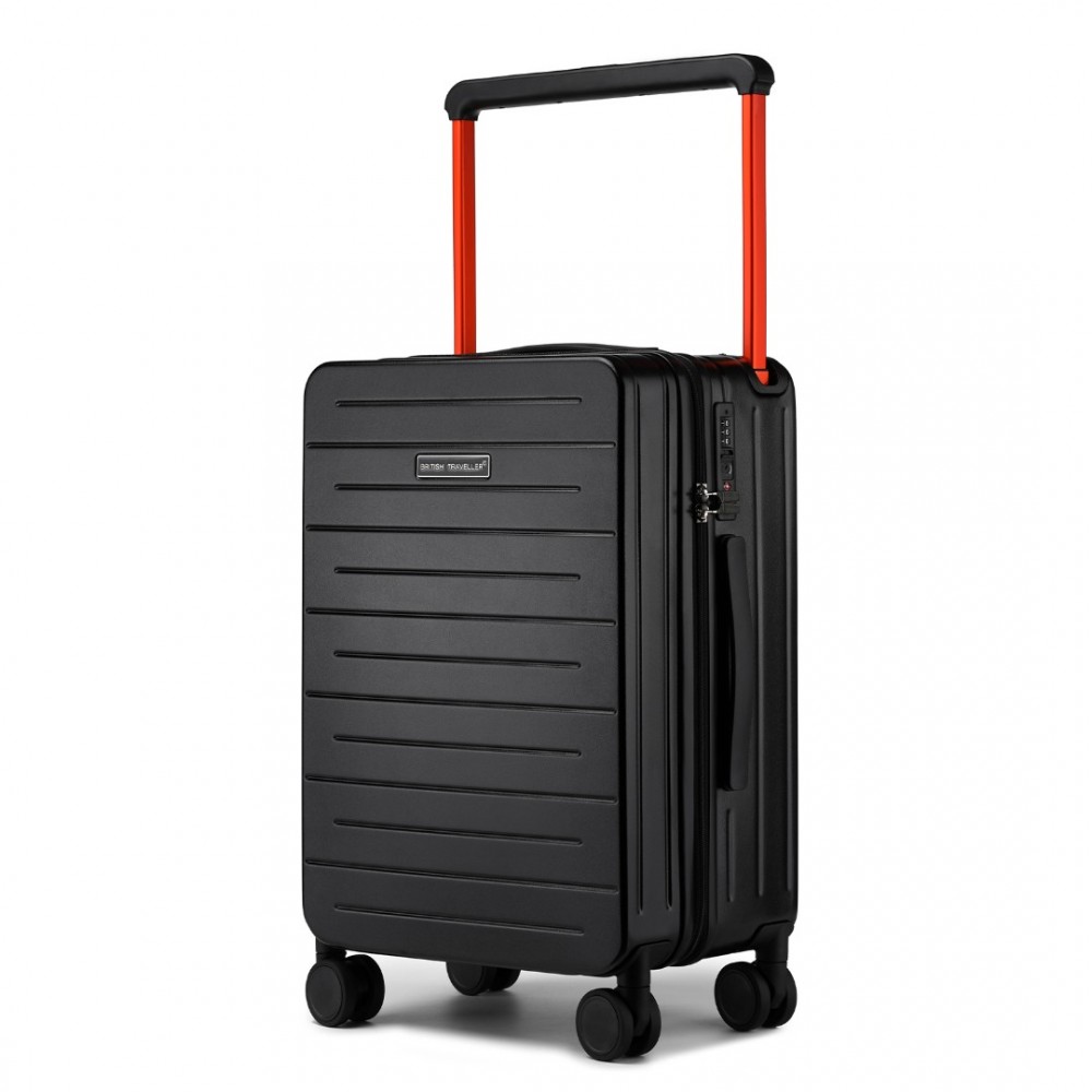 British Traveller K2291L Kufr spinner 58cm Černý Polykarbonát