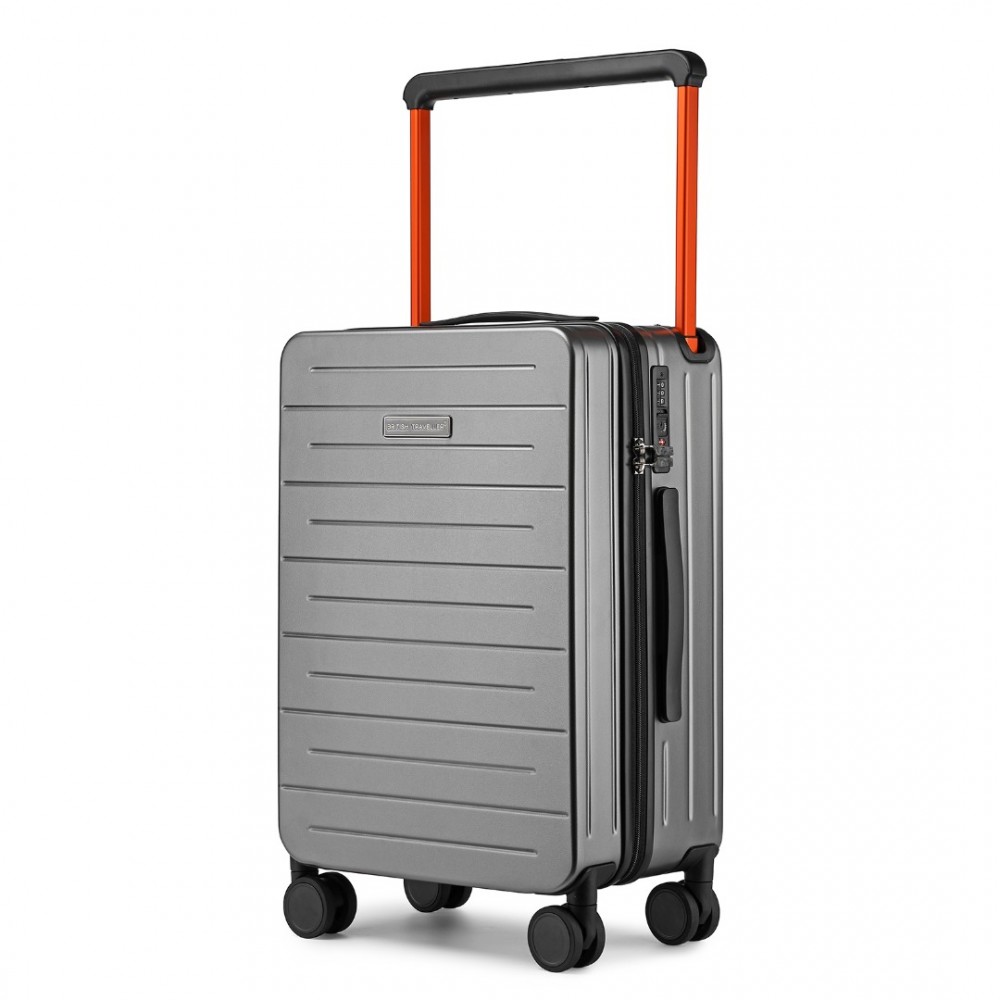 British Traveller K2291L Kufr spinner 58cm Šedý Polykarbonát