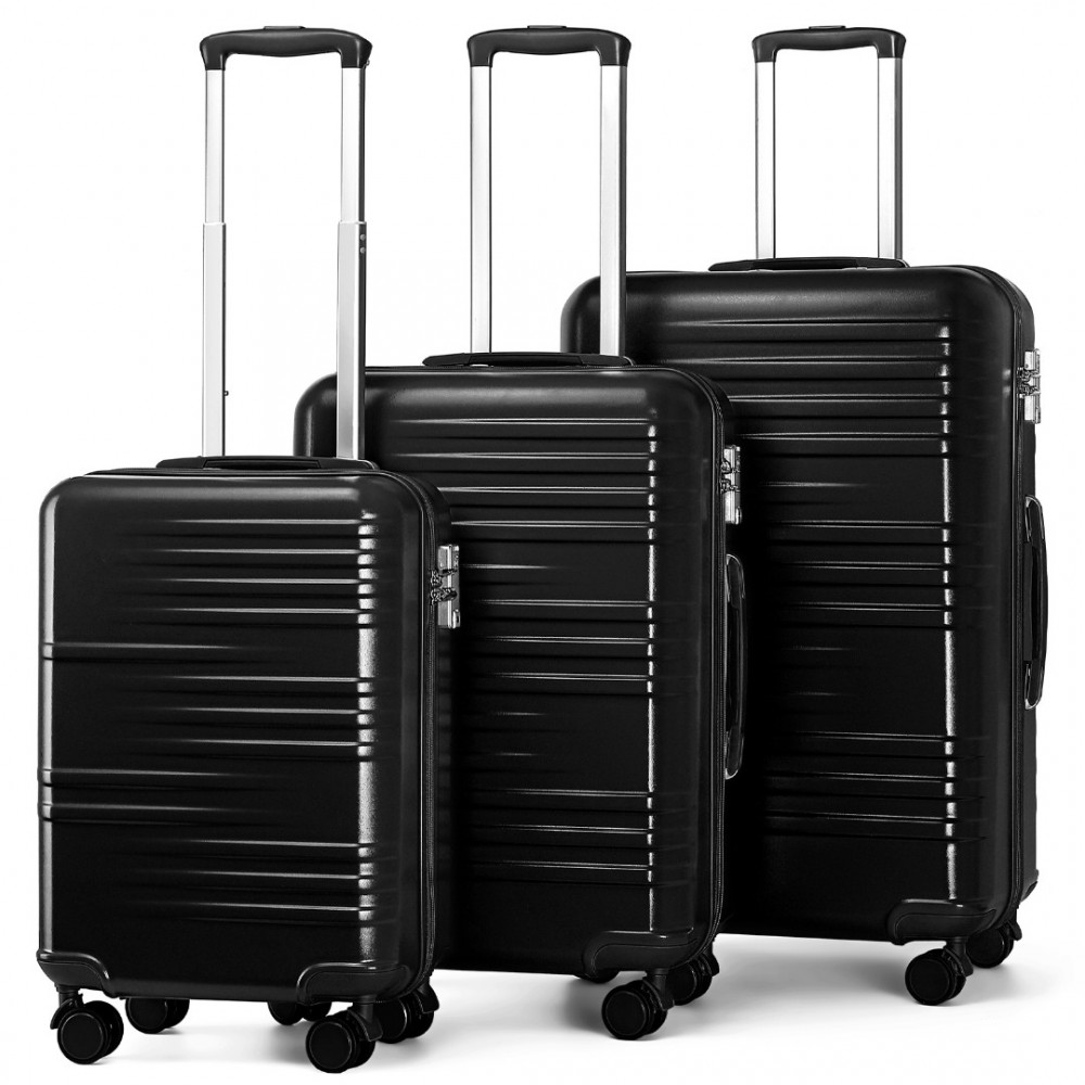 British Traveller K2391L Sada 3 kufry spinner 54cm 64cm 74.5cm Černá ABS