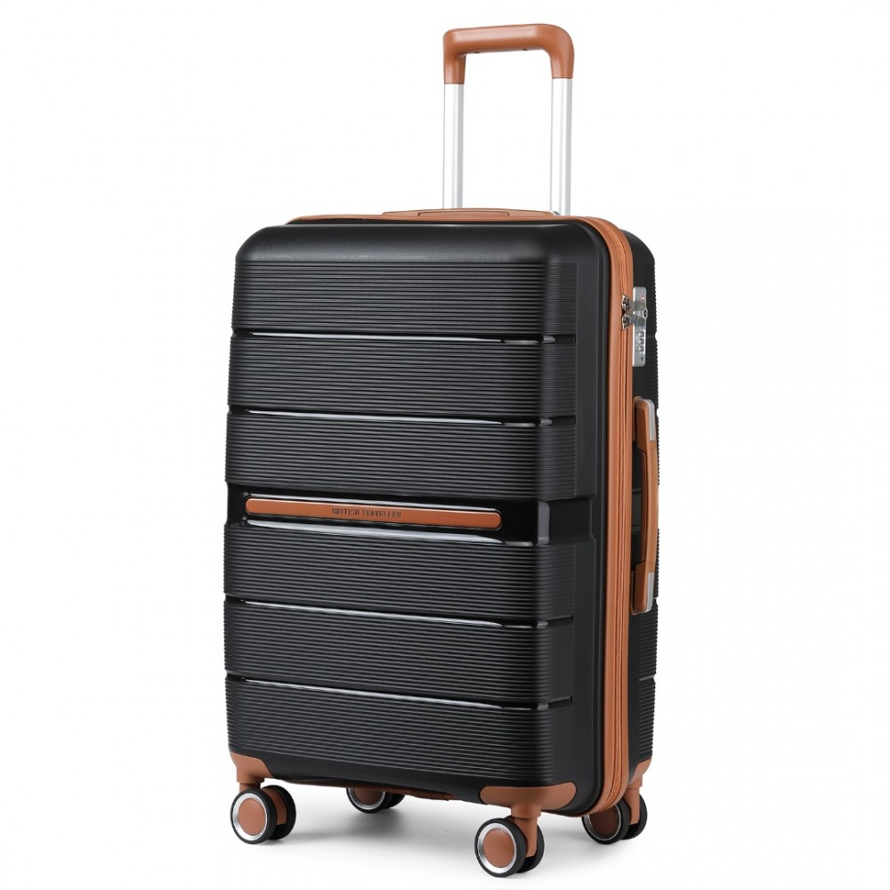 British Traveller K2392L Kufr spinner 76cm Černý Polypropylen