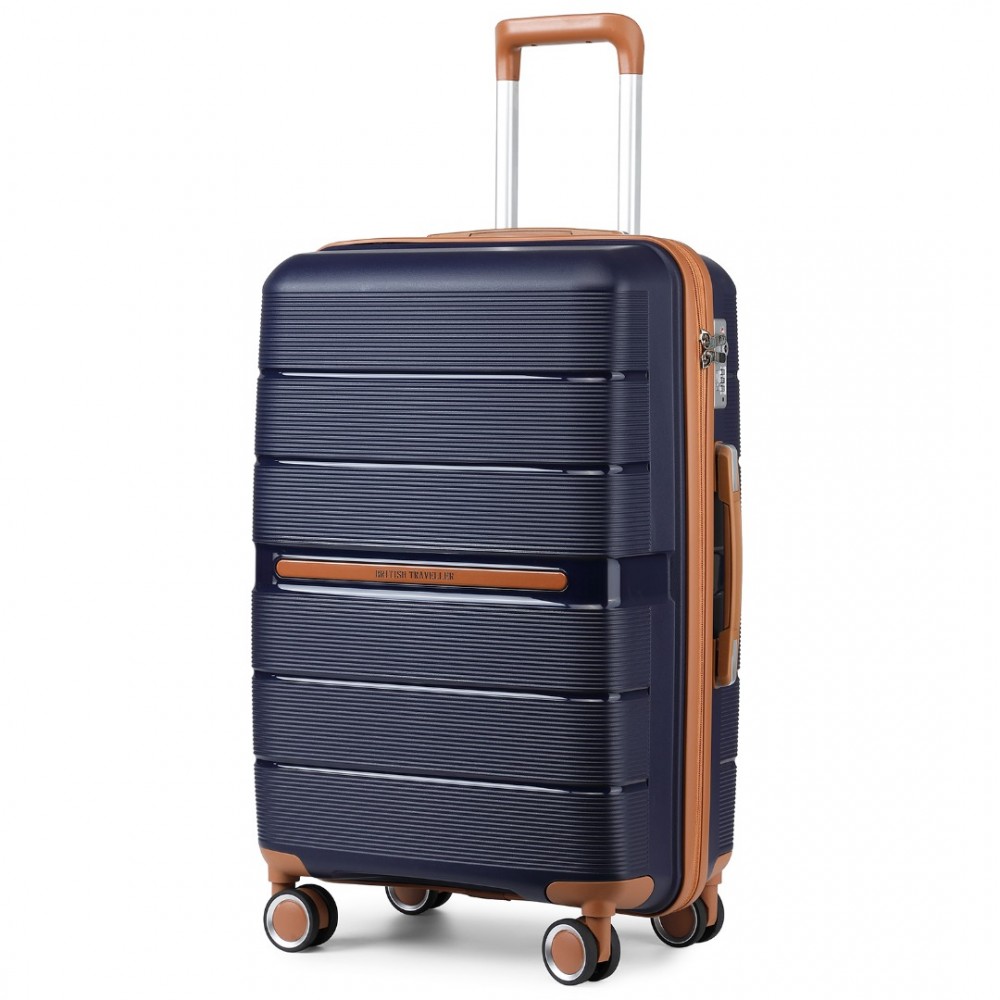 British Traveller K2392L Kufr spinner 66cm Modrý Polypropylen