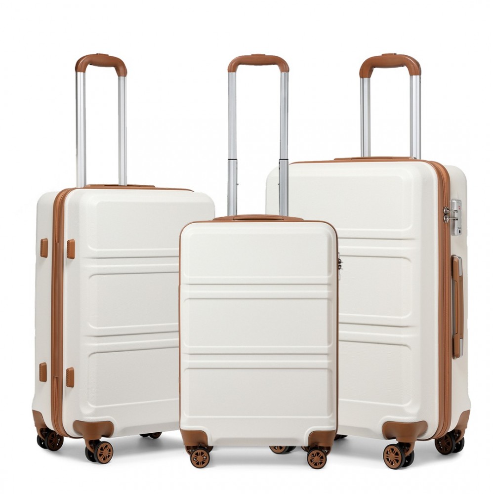 Kono K1871-1L Sada 3 kufry spinner 55cm 65cm 74cm Béžová ABS