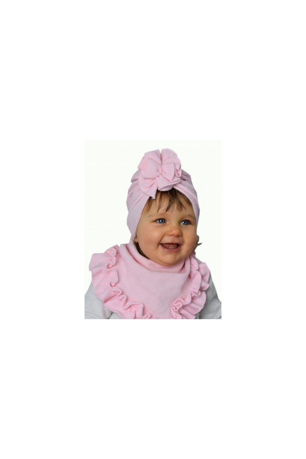 Dievčenský set turban so šatkou bledo ružová