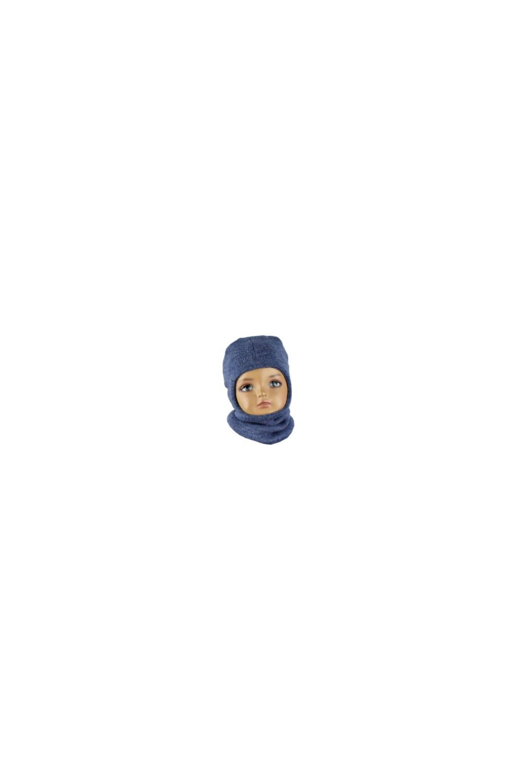 Detská kukla bez brmbolca s otvorom na tvár modrý melír 595