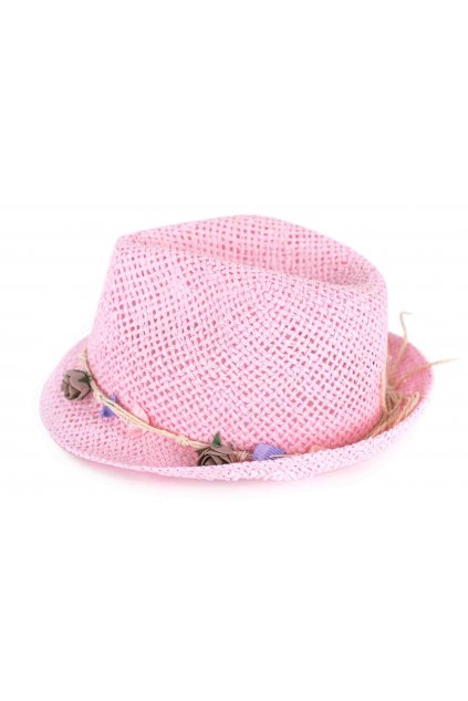 Art of Polo detský klobúk svetlo ružový s kvietkami