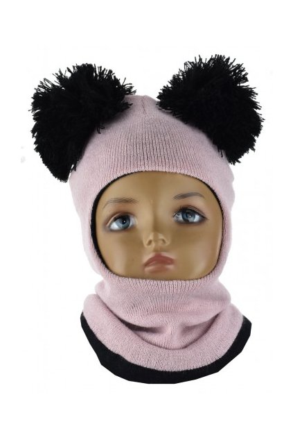 Detská kukla zateplená bledoružová s 2 brmbolcami