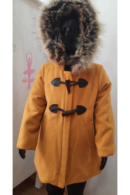 Kabátik pre malé princezné horčicový