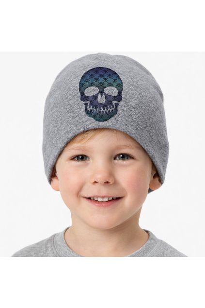 chlapcenska prechodna ciapka siva s lebkou