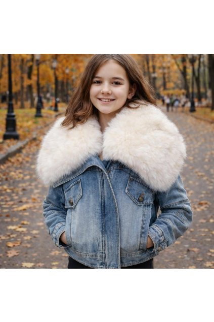 dievcenska zateplena riflova bunda