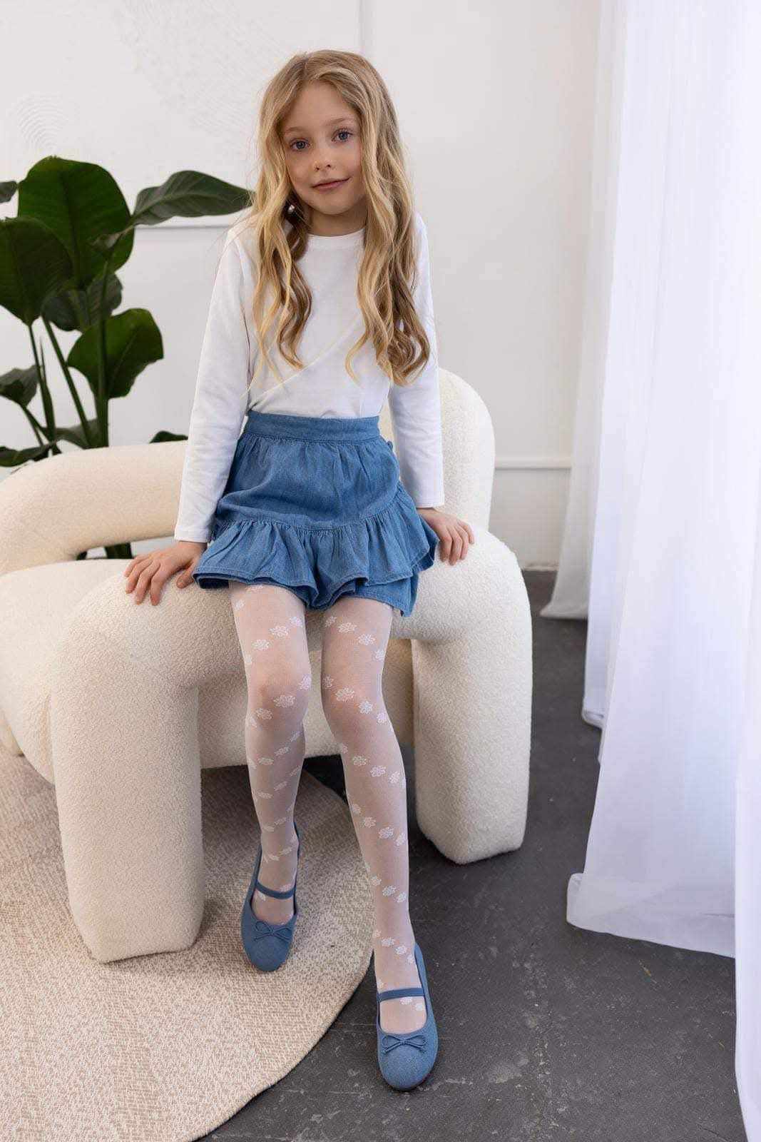 Dievčenské silonky biele Beauty Veľkosť: 128/134