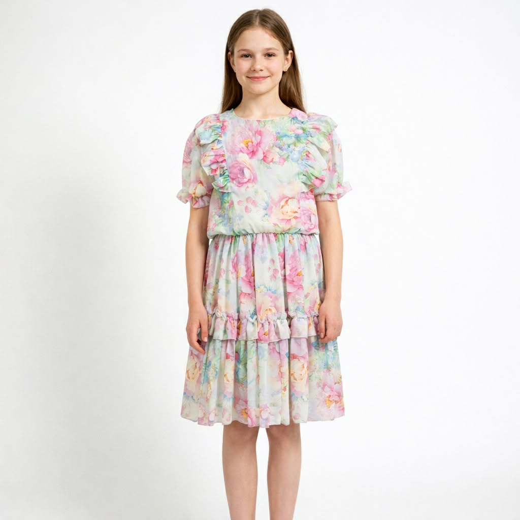 Dievčenské šaty kvetované Veľkosť: 128